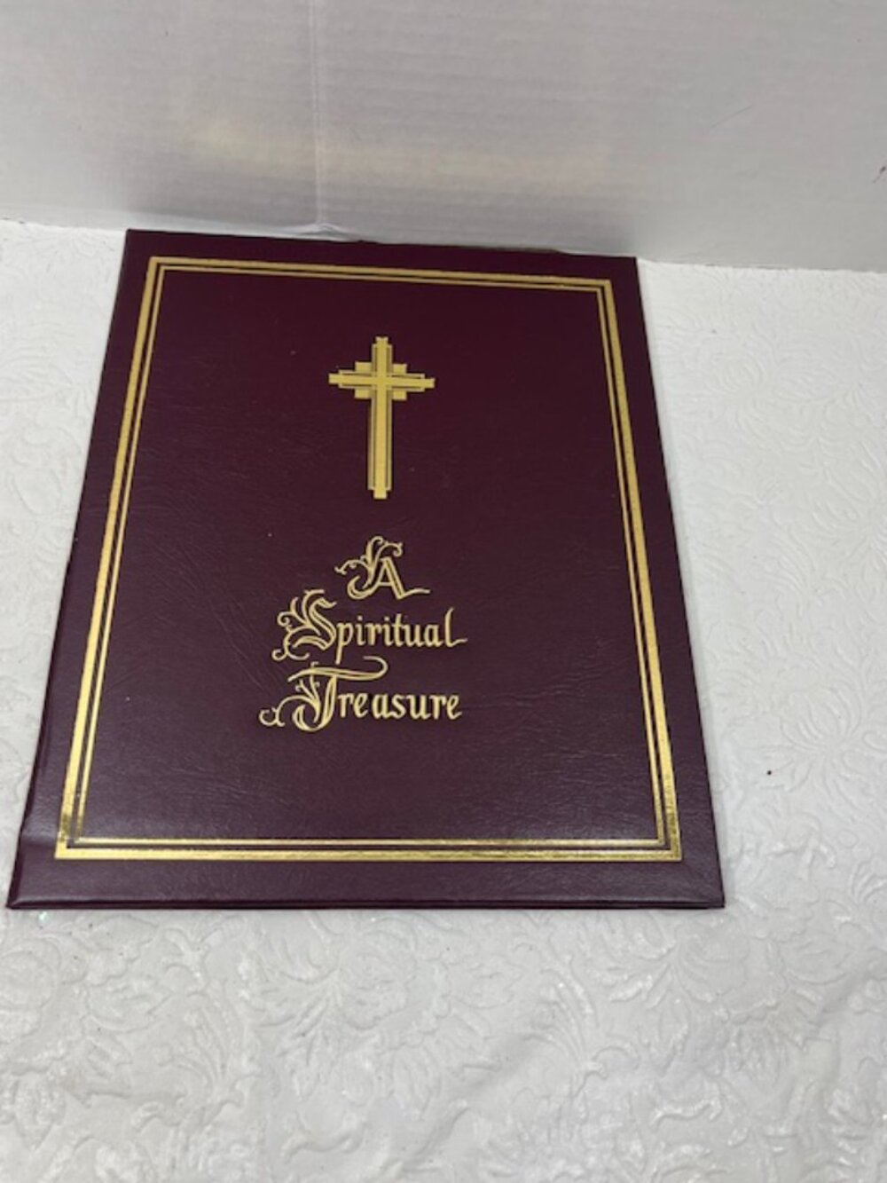 Burgundy "A Spiritual Treasure" Perpetual Mass Enrollment Signed Prayer Card